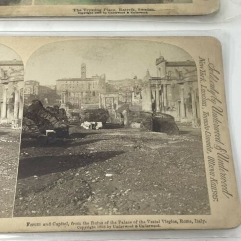 12‎ Antique Vintage StereoView Photo Card 7"x3.5" Rome Jesus Boston Sweden - Picture 3 of 12